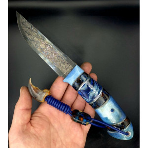 АРКТИКА ексклюзивний ніж ручної роботи ПАВЛА ГОНЧАРЕНКА, замовити купити в Україні (Сталь - мозаїчний дамаск, твердість ріжучої кромки 60-61 HRC). Photo 2